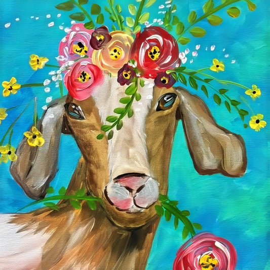Goat in the Flower Garden